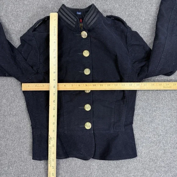 Ralph Lauren Polo Jeans Military Jacket Womens XS Black Brass Button Coat - Picture 9 of 16
